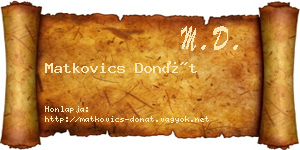 Matkovics Donát névjegykártya